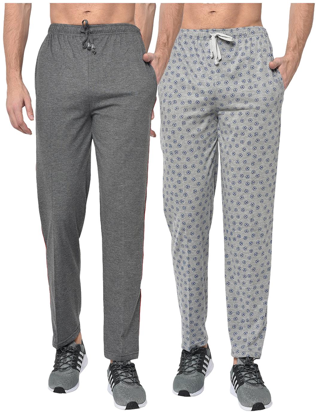 

VIMAL JONNEY Cotton Blend Printed Grey Track Pants For Men