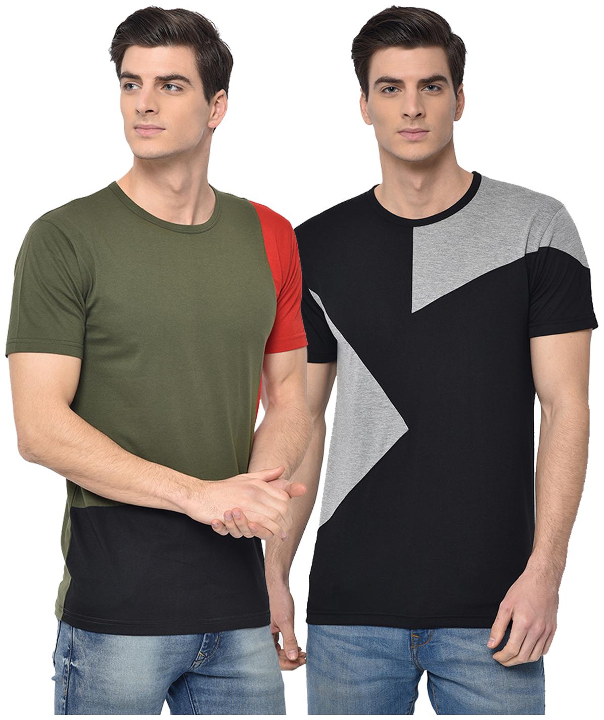 

VIMAL JONNEY Men Multi Regular fit Cotton Blend Round neck T-Shirt - Pack Of 2