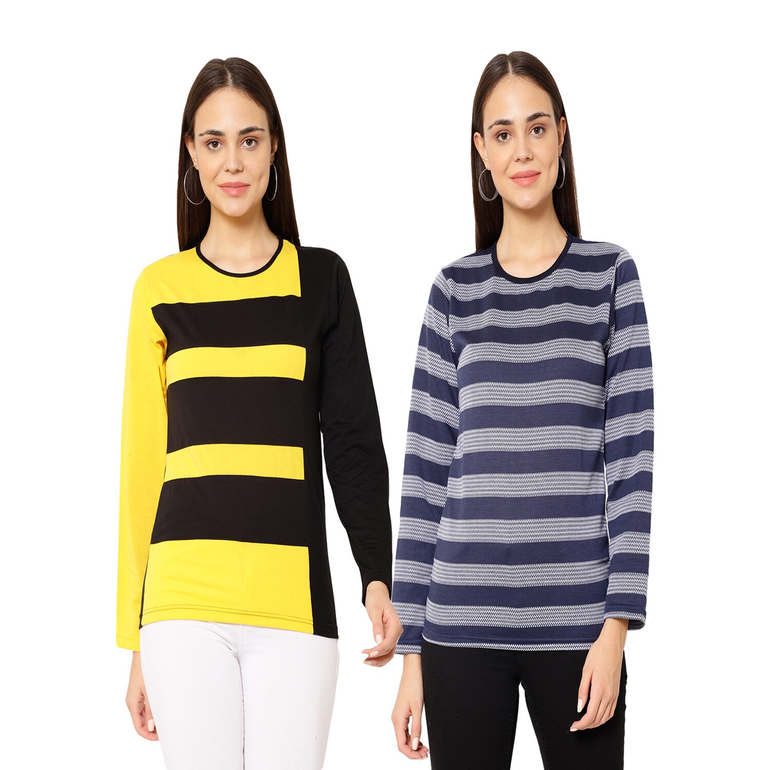 

VIMAL JONNEY Women Multi Regular fit Round neck Cotton T shirt