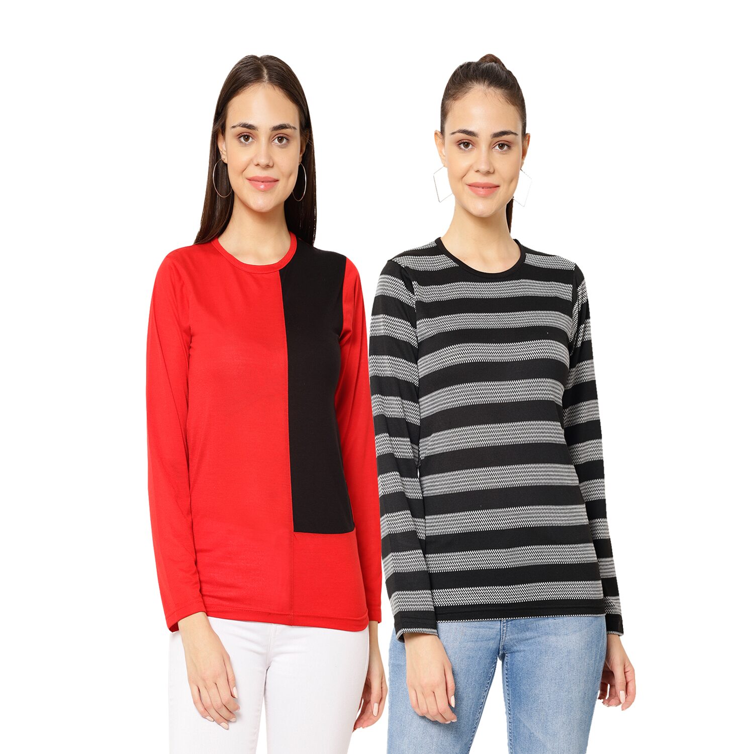 

VIMAL JONNEY Women Multi Regular fit Round neck Cotton T shirt
