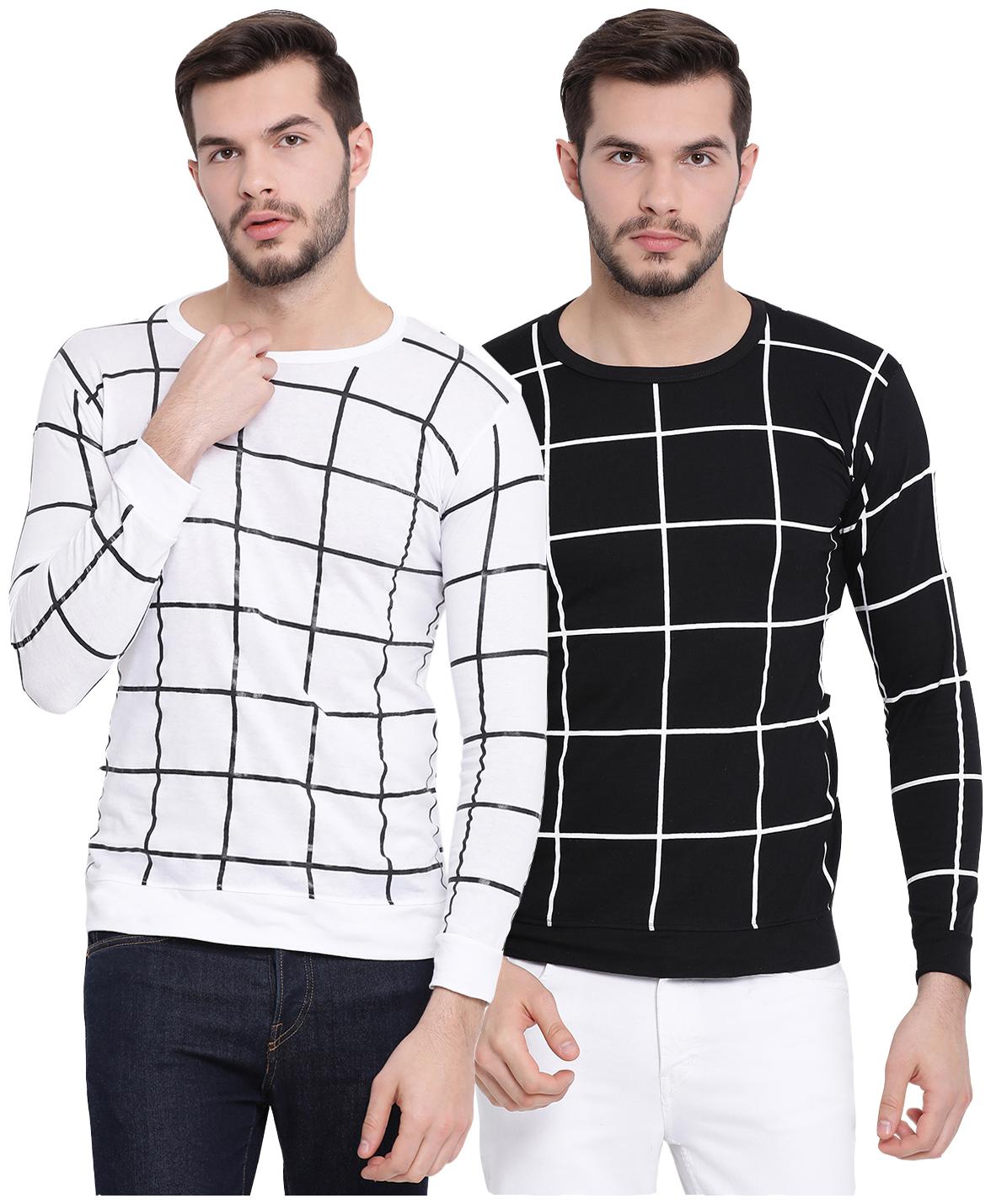 

VIMAL JONNEY Men White Black Regular fit Cotton Round neck T-Shirt - Pack Of 2