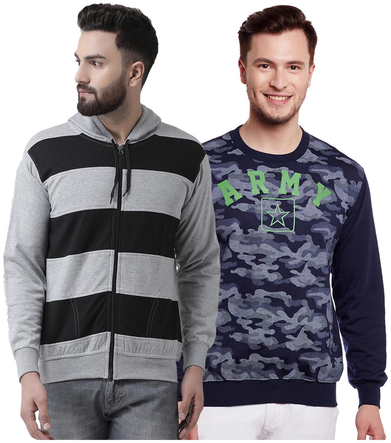 

VIMAL JONNEY Multicolor Cotton Sweatshirts For Men(Pack Of 2)
