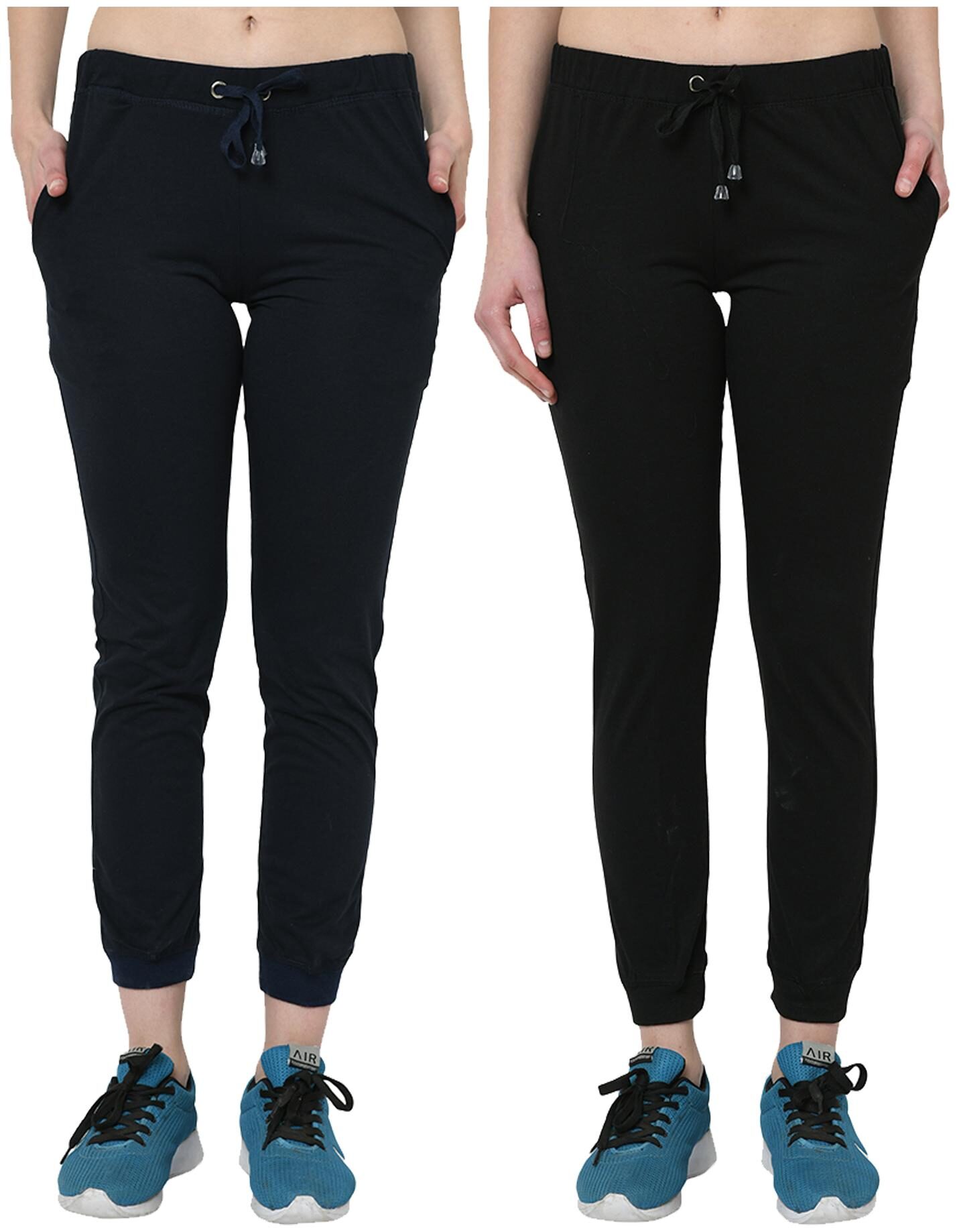 

VIMAL JONNEY Women Cotton Blend Solid Navy Black Joggers