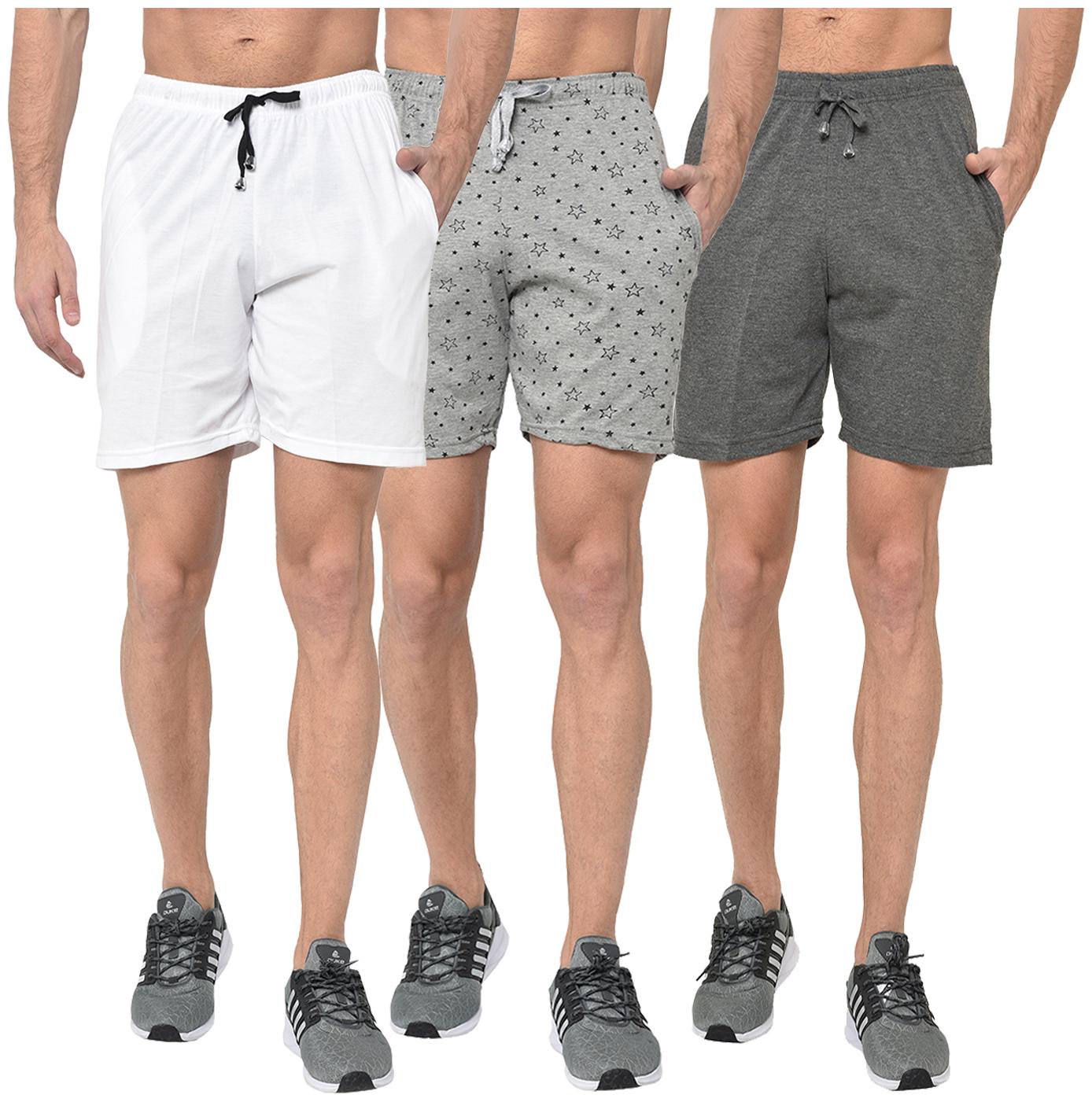 

VIMAL JONNEY Men White Grey Regular Fit Regular Shorts