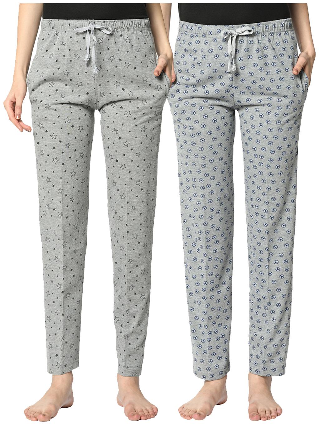

VIMAL JONNEY Cotton Blend Printed Grey Color Track Pants For Women (Pack Of 2)