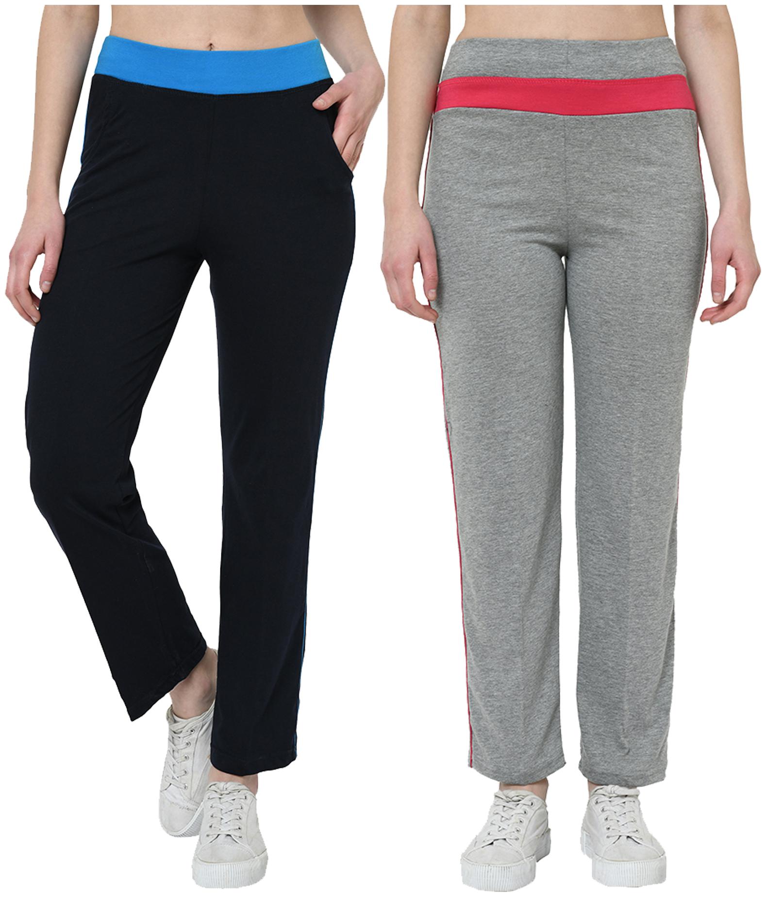 

VIMAL JONNEY Women Cotton Blend Solid Navy Grey Track Pants