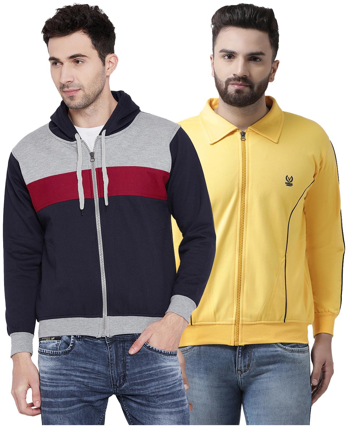 

VIMAL JONNEY Multicolor Cotton Sweatshirts For Men(Pack Of 2)
