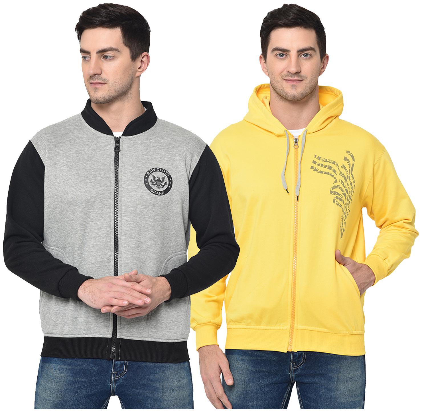 

VIMAL JONNEY Men Yellow Grey Hooded Hoodie