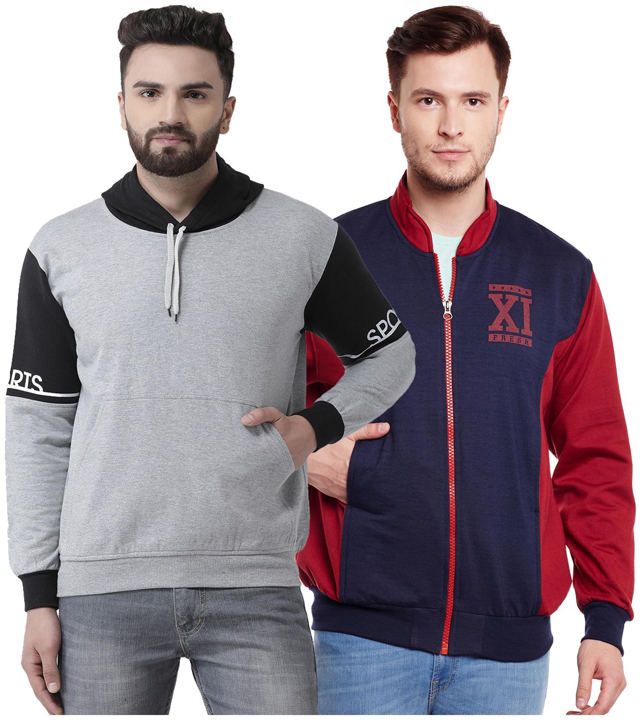 

VIMAL JONNEY Multicolor Cotton Sweatshirts For Men(Pack Of 2)