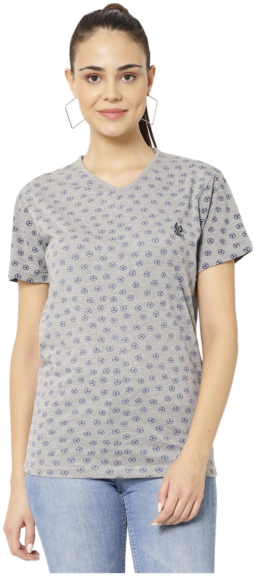 

VIMAL JONNEY Women Grey Regular fit V neck Blended T shirt