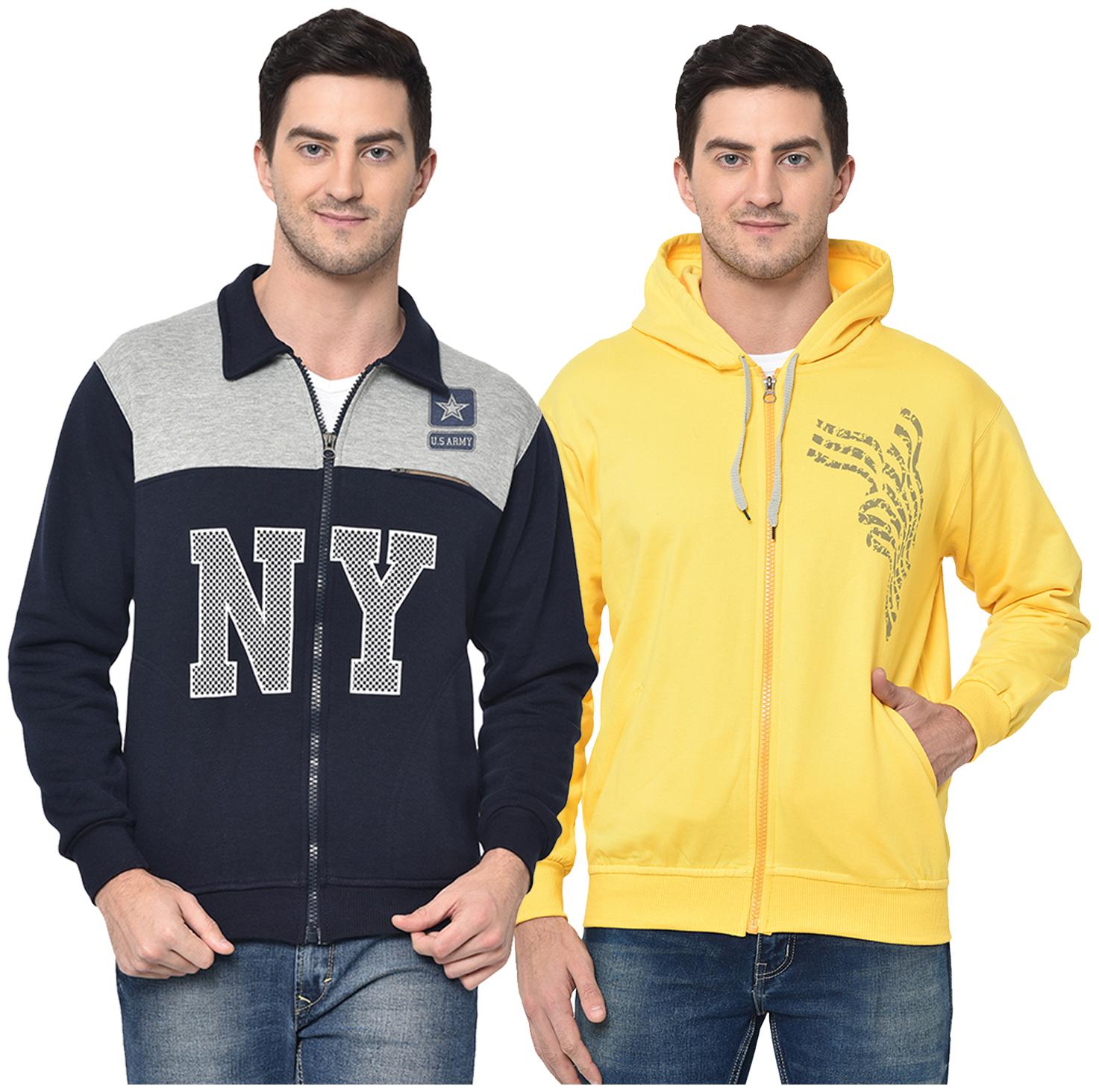 

VIMAL JONNEY Men Blue Yellow Hooded Hoodie