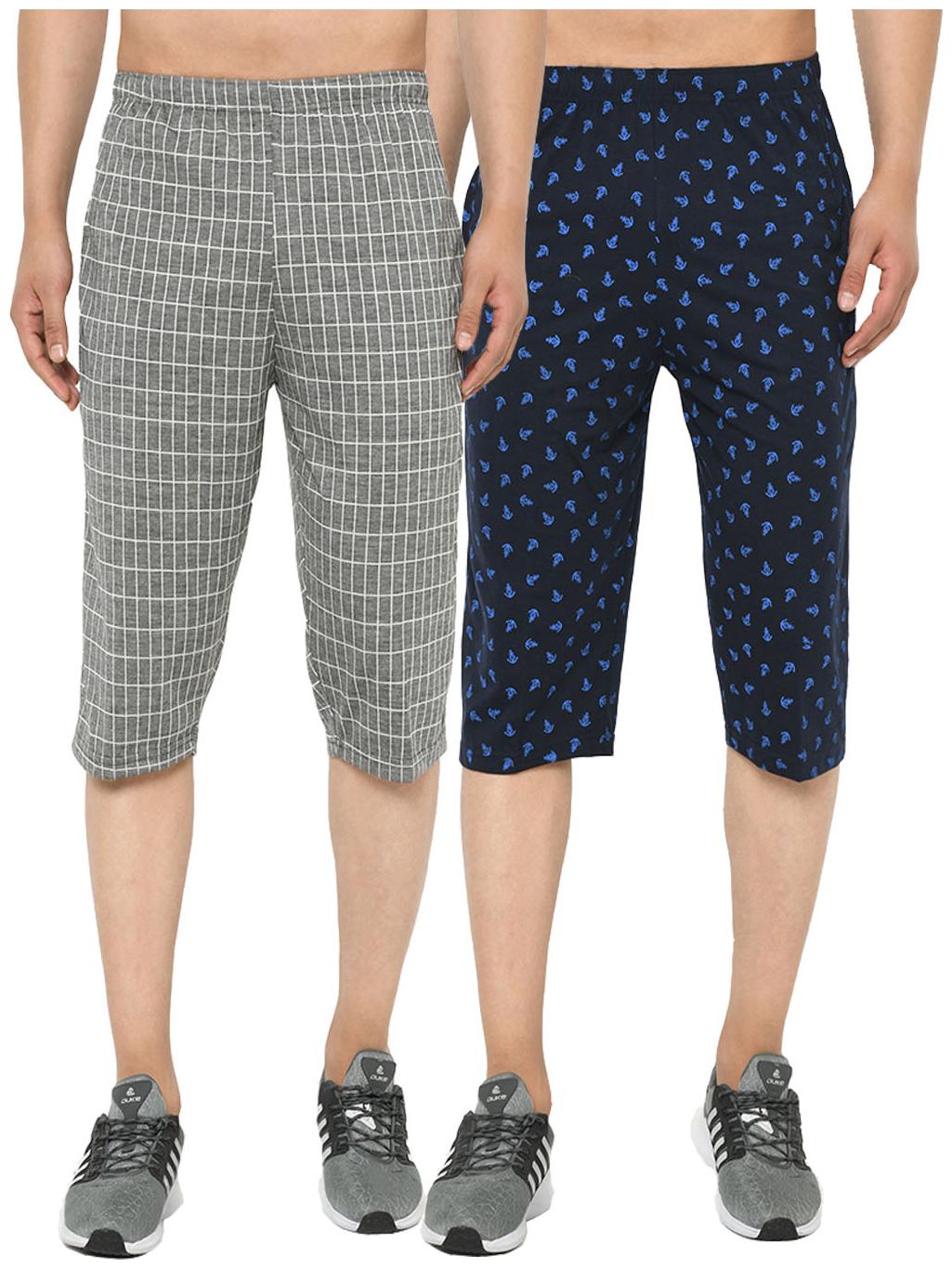 

VIMAL JONNEY Men Grey Blue Regular Fit Regular Shorts