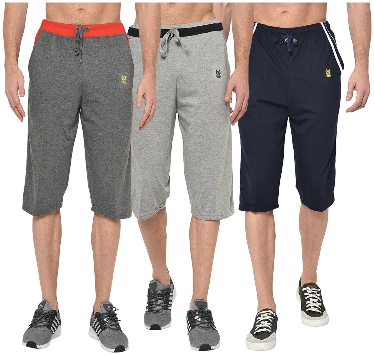 

VIMAL JONNEY Men Grey Blue Regular Fit Regular Shorts