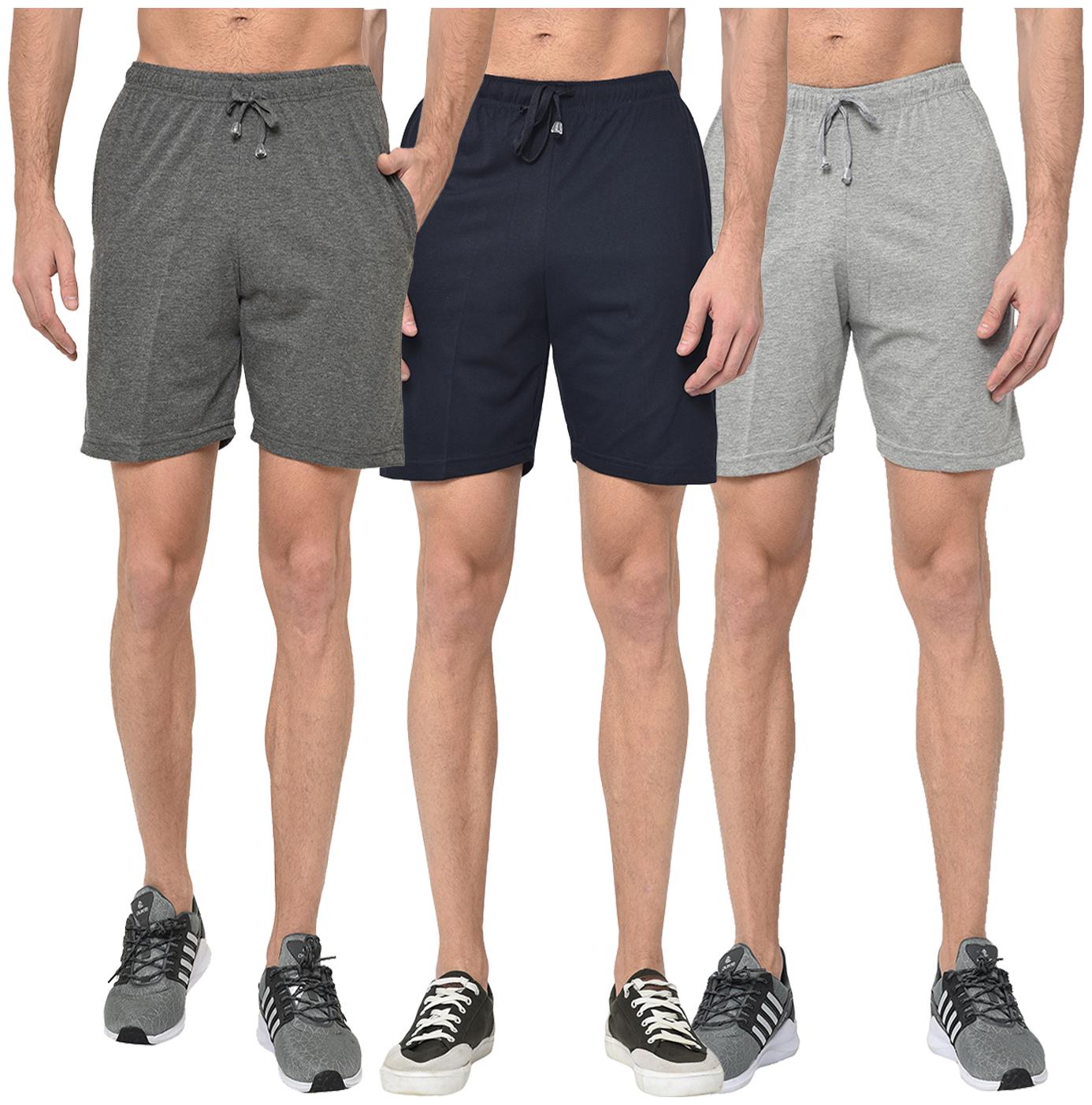 

VIMAL JONNEY Men Grey Navy Blue Regular Fit Regular Shorts