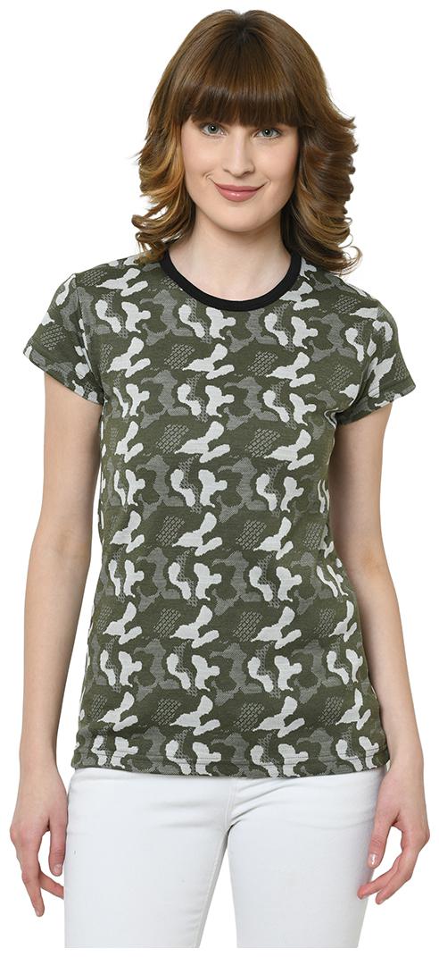 

VIMAL JONNEY Women Green Regular fit Round neck Cotton T shirt