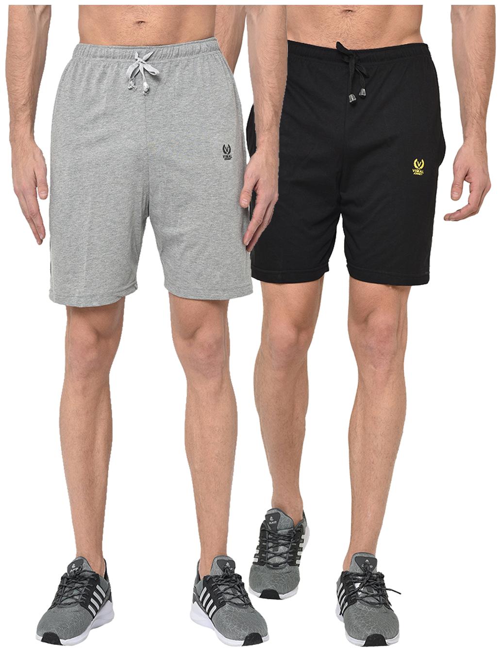 

VIMAL JONNEY Men Grey Black Regular Fit Regular Shorts