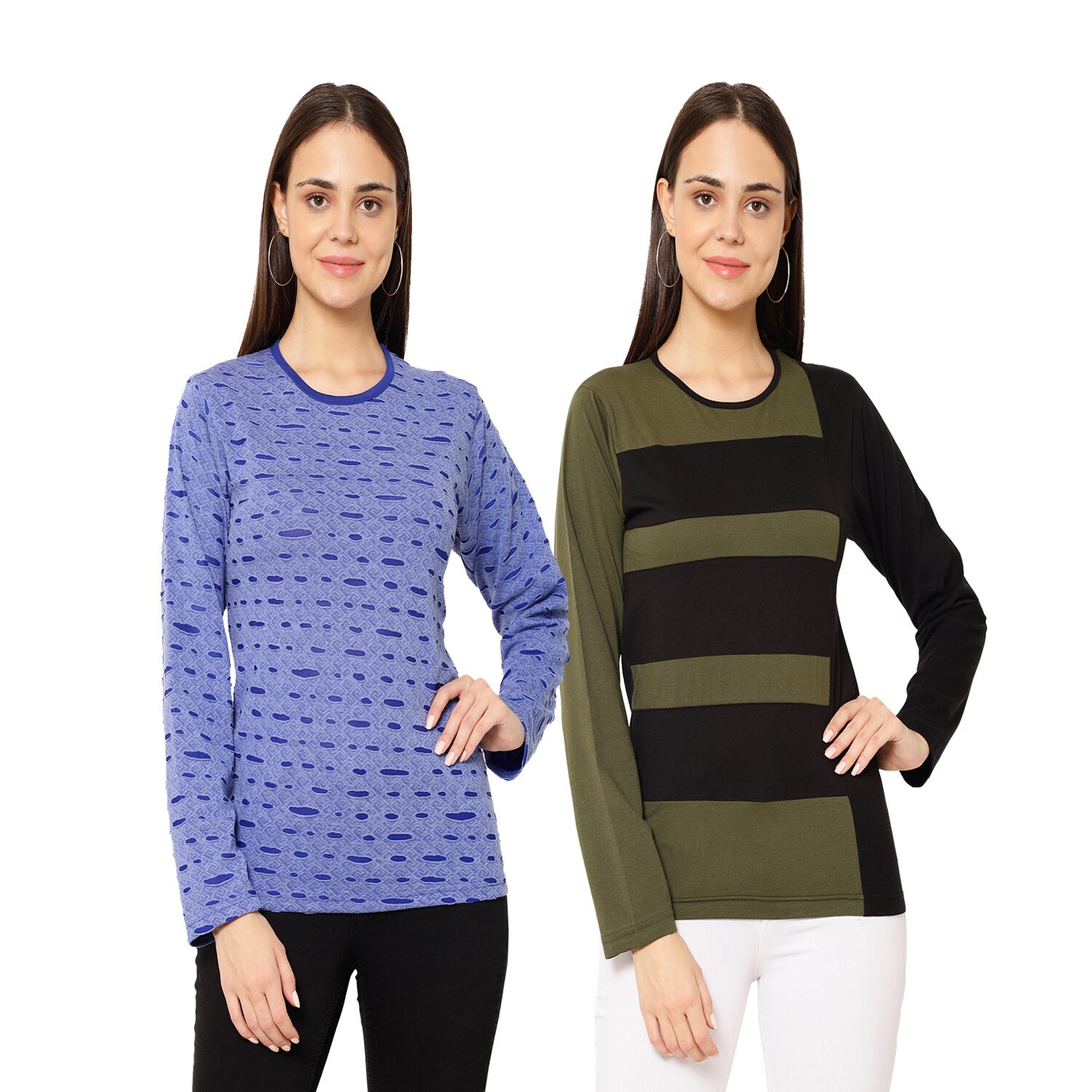 

VIMAL JONNEY Women Multi Regular fit Round neck Cotton T shirt