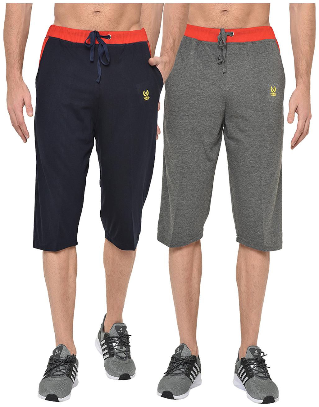 

VIMAL JONNEY Men Navy Blue Grey Regular Fit Regular Shorts