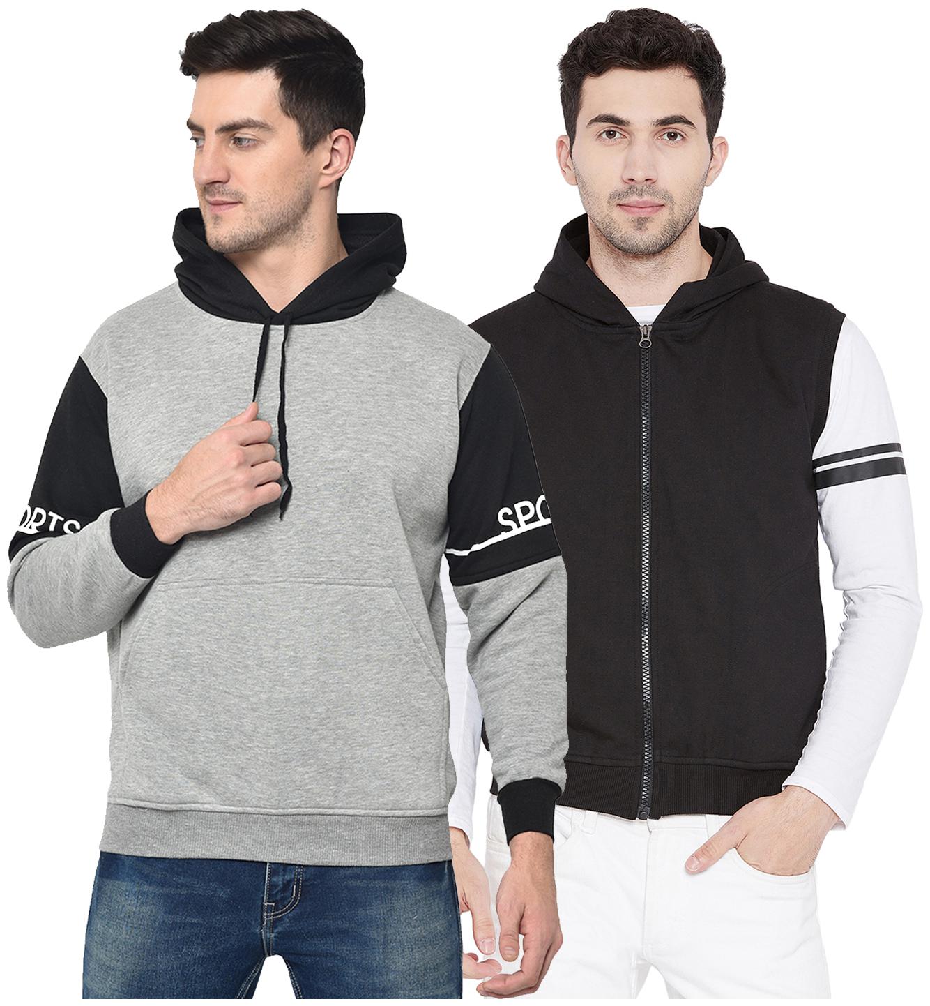 

VIMAL JONNEY Men Black Grey Hooded Hoodie
