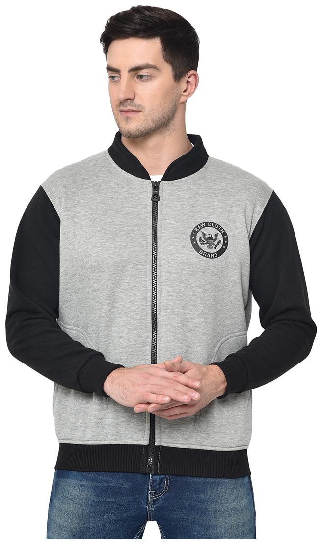 

VIMAL JONNEY Men Cotton Blend Colourblocked Grey Black Sweatshirt