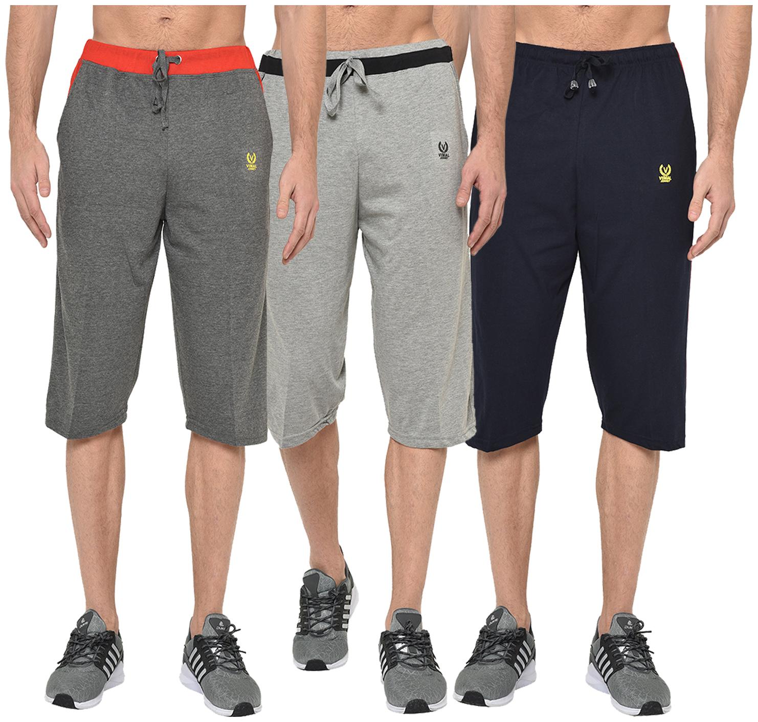 

VIMAL JONNEY Men Grey Blue Regular Fit Regular Shorts