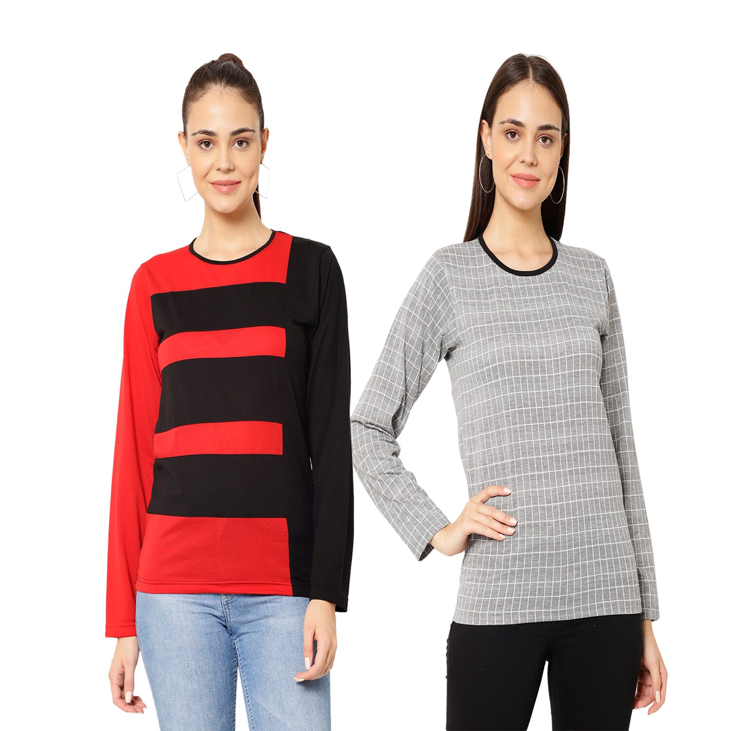 

VIMAL JONNEY Women Multi Regular fit Round neck Cotton T shirt