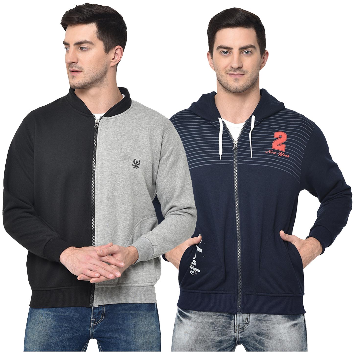 

VIMAL JONNEY Cotton Blend Colourblocked Multi Color Sweatshirt For Men (Pack Of 2)
