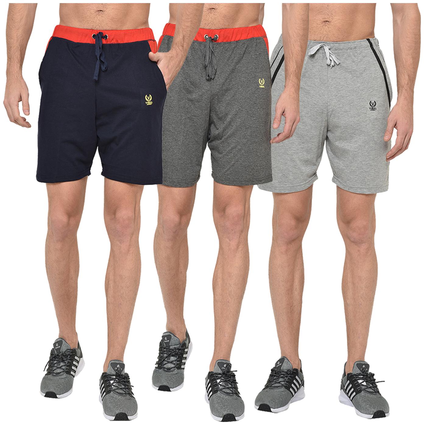 

VIMAL JONNEY Men Navy Blue Grey Regular Fit Regular Shorts