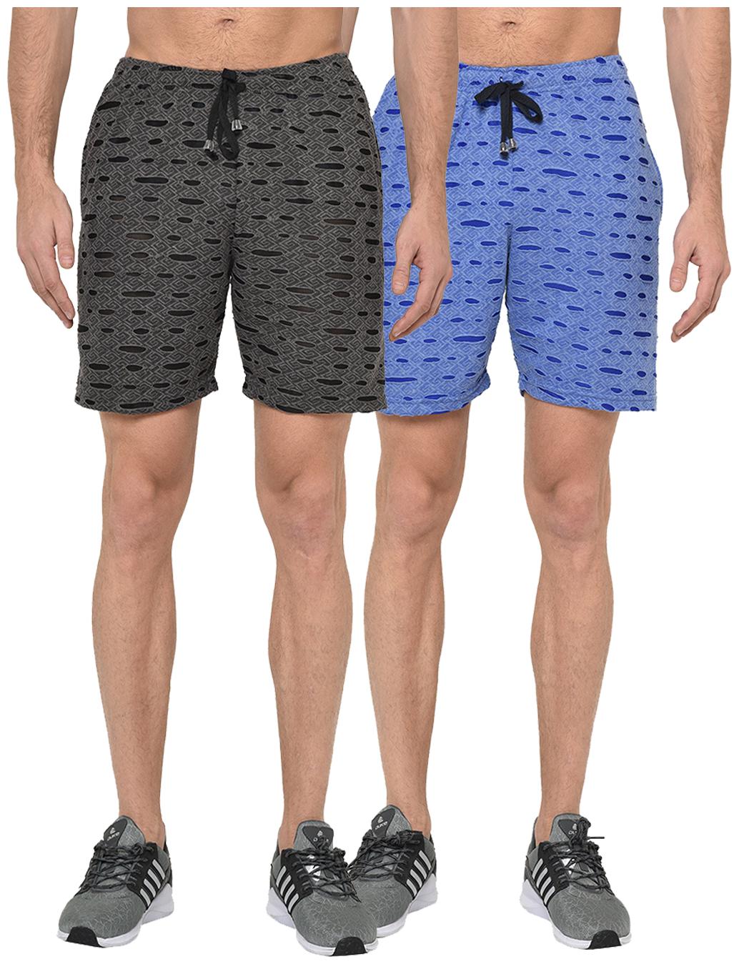 

VIMAL JONNEY Men Black Blue Regular Fit Regular Shorts