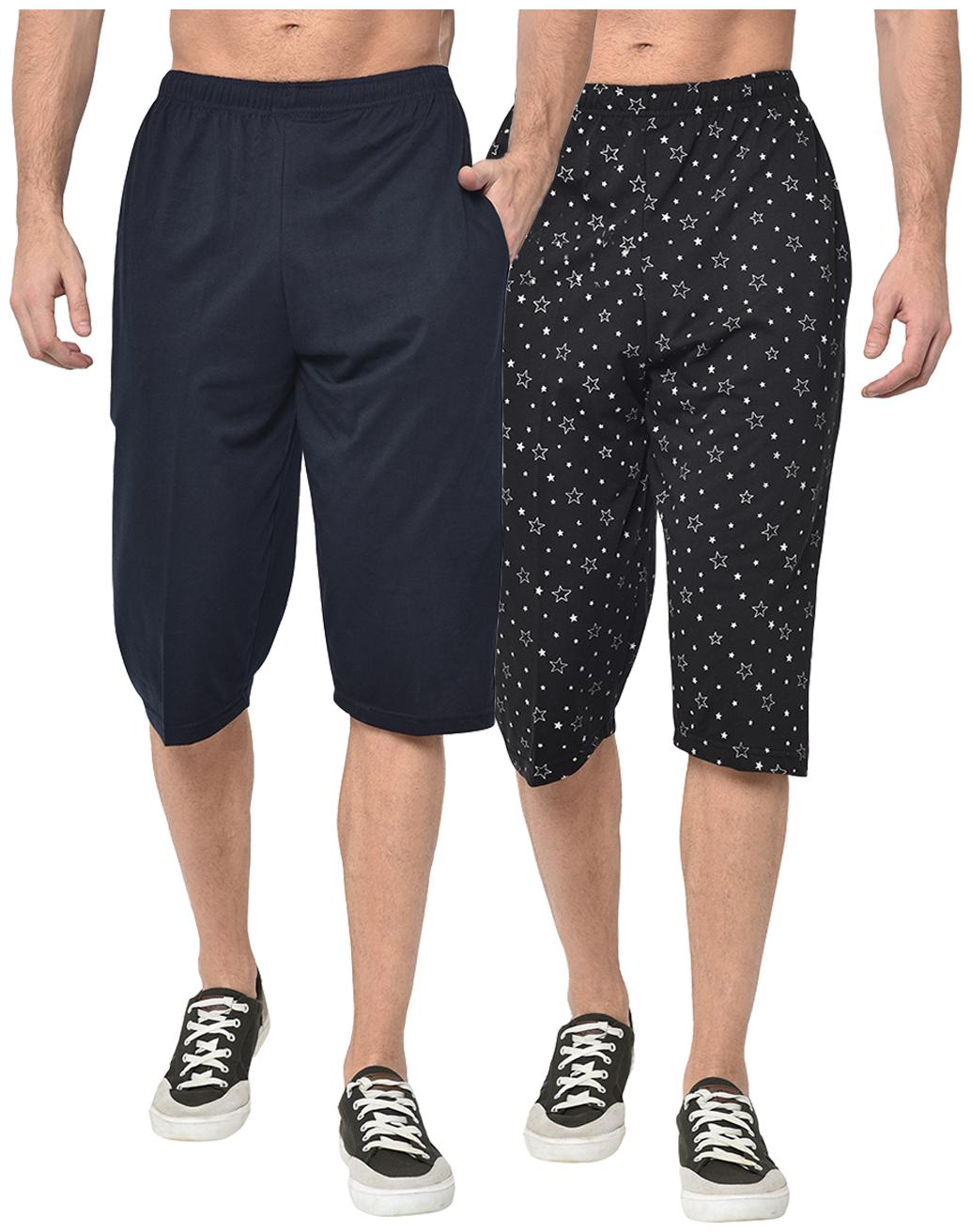 

VIMAL JONNEY Men Black Blue Regular Fit Regular Shorts