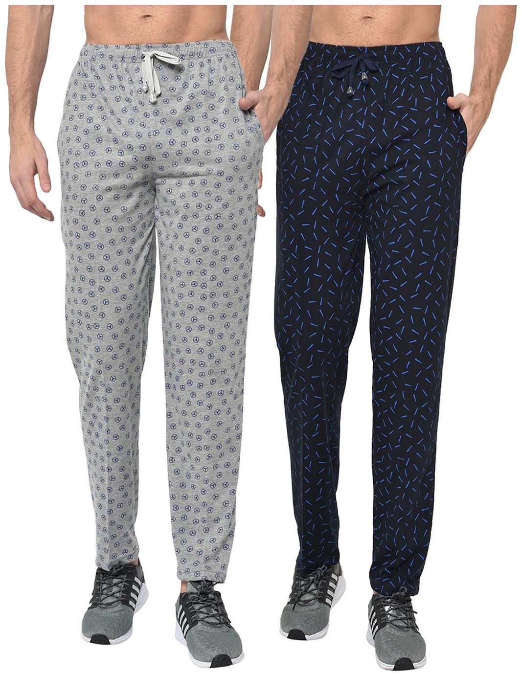 

VIMAL JONNEY Cotton Blend Printed Grey Navy Blue Track Pants For Men