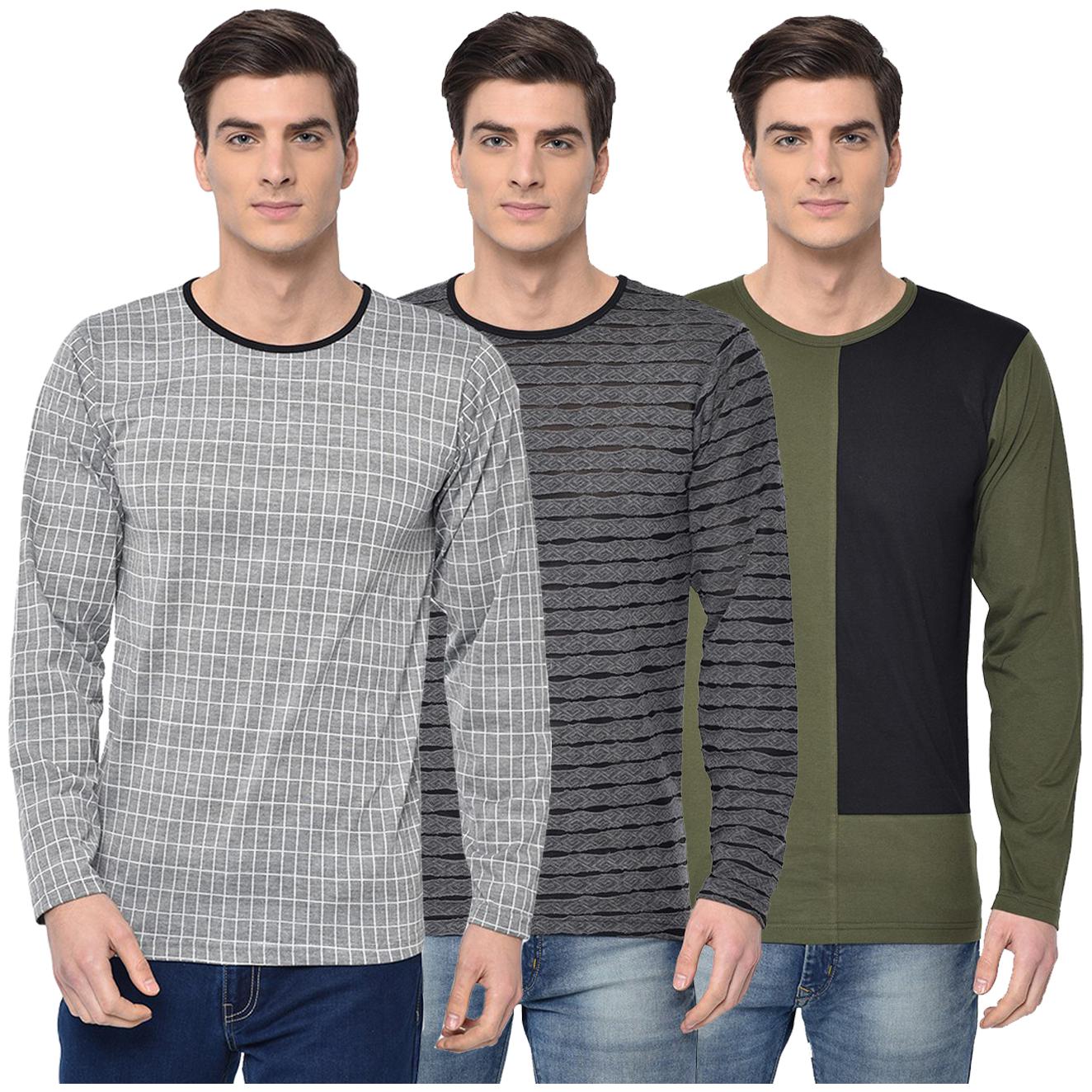 

VIMAL JONNEY Men Multi Regular fit Cotton Blend Round neck T-Shirt - Pack Of 3