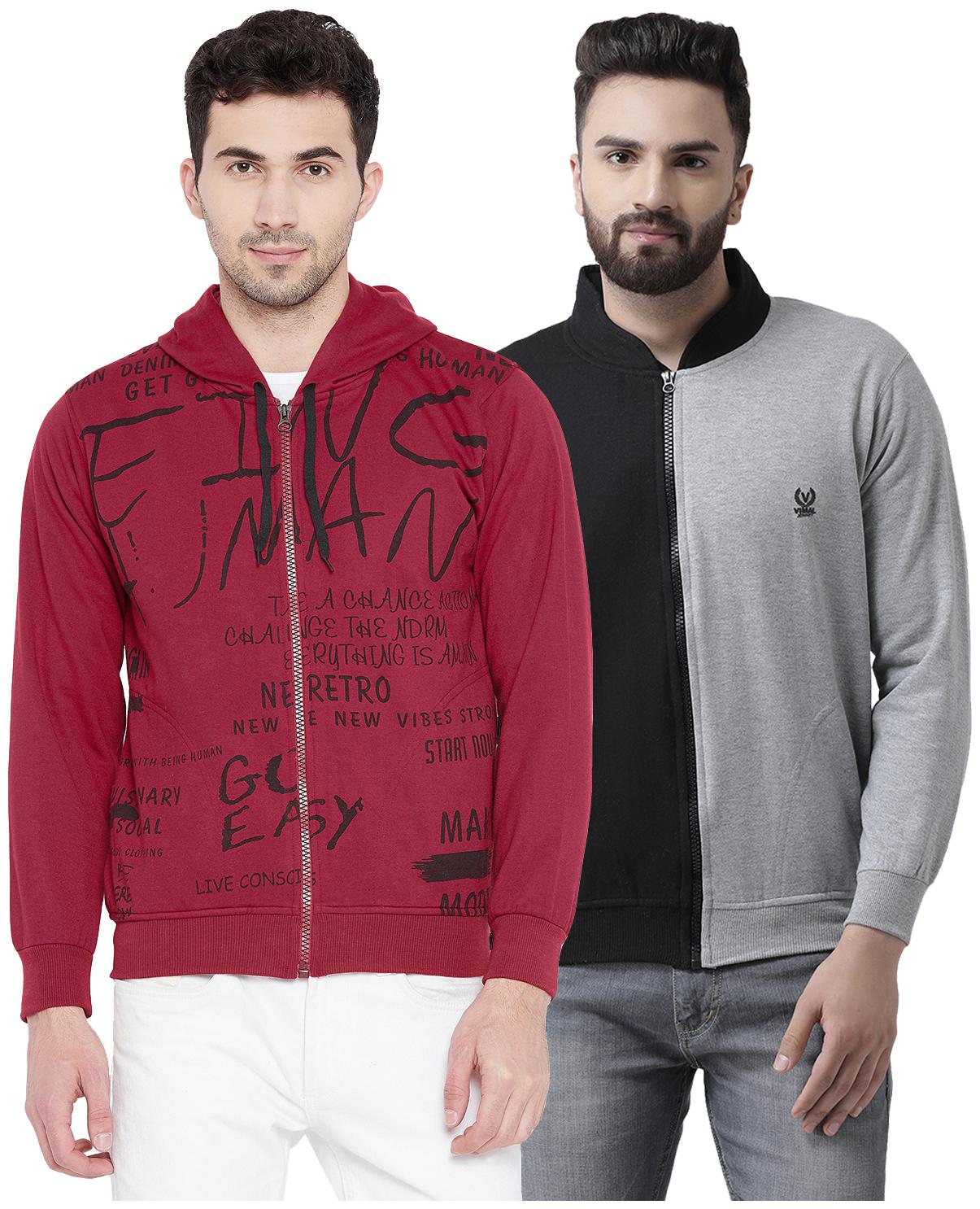 

VIMAL JONNEY Multicolor Cotton Sweatshirts For Men(Pack Of 2)