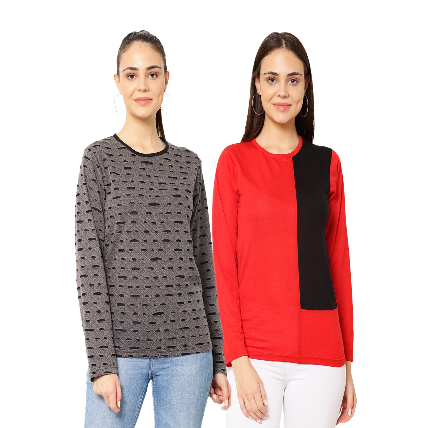 

VIMAL JONNEY Women Multi Regular fit Round neck Cotton T shirt