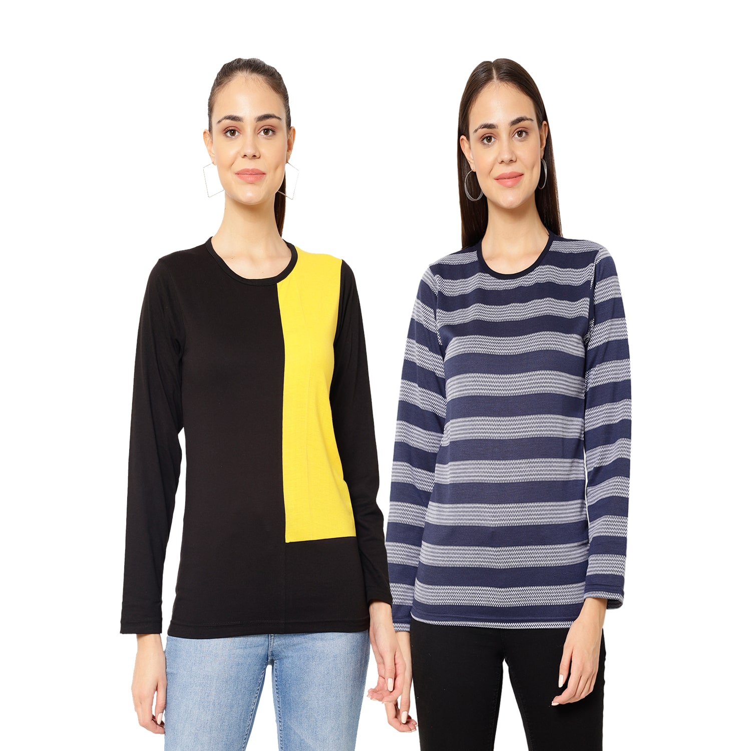 

VIMAL JONNEY Women Multi Regular fit Round neck Cotton T shirt