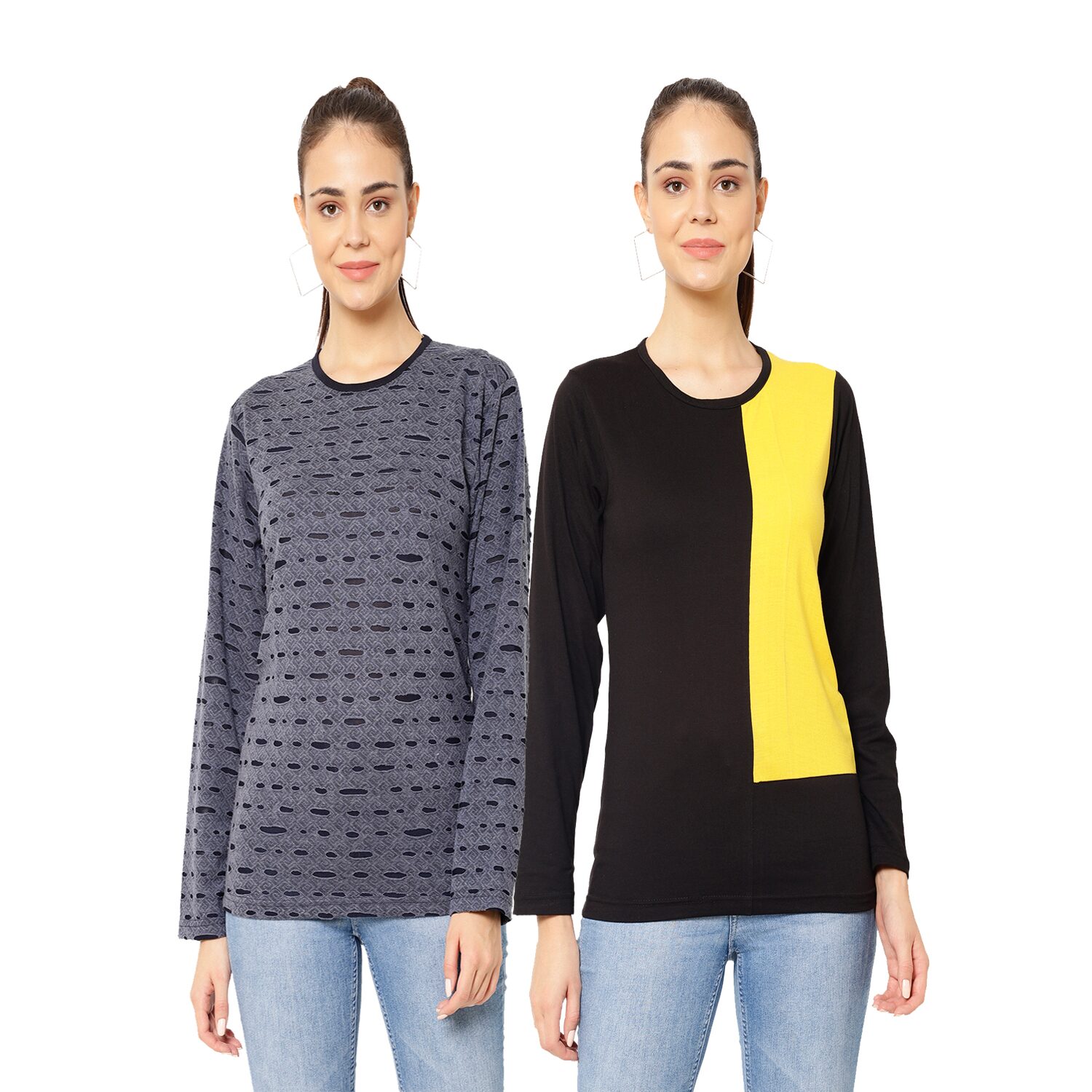 

VIMAL JONNEY Women Multi Regular fit Round neck Cotton T shirt