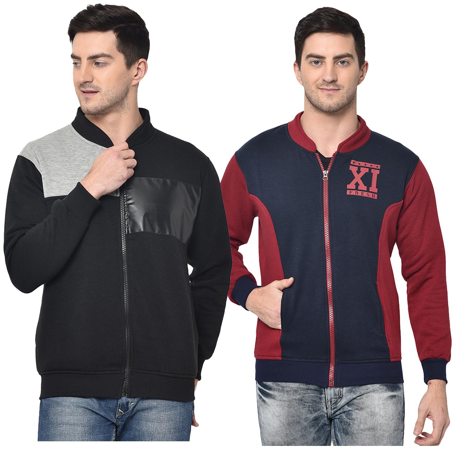

VIMAL JONNEY Cotton Blend Colourblocked Multi Color Sweatshirt For Men (Pack Of 2)
