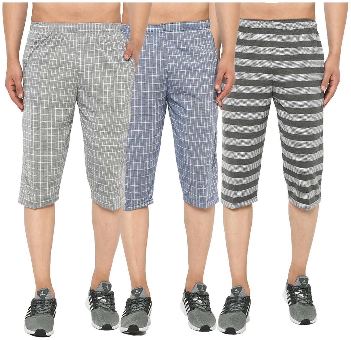 

VIMAL JONNEY Men Grey Blue Regular Fit Regular Shorts