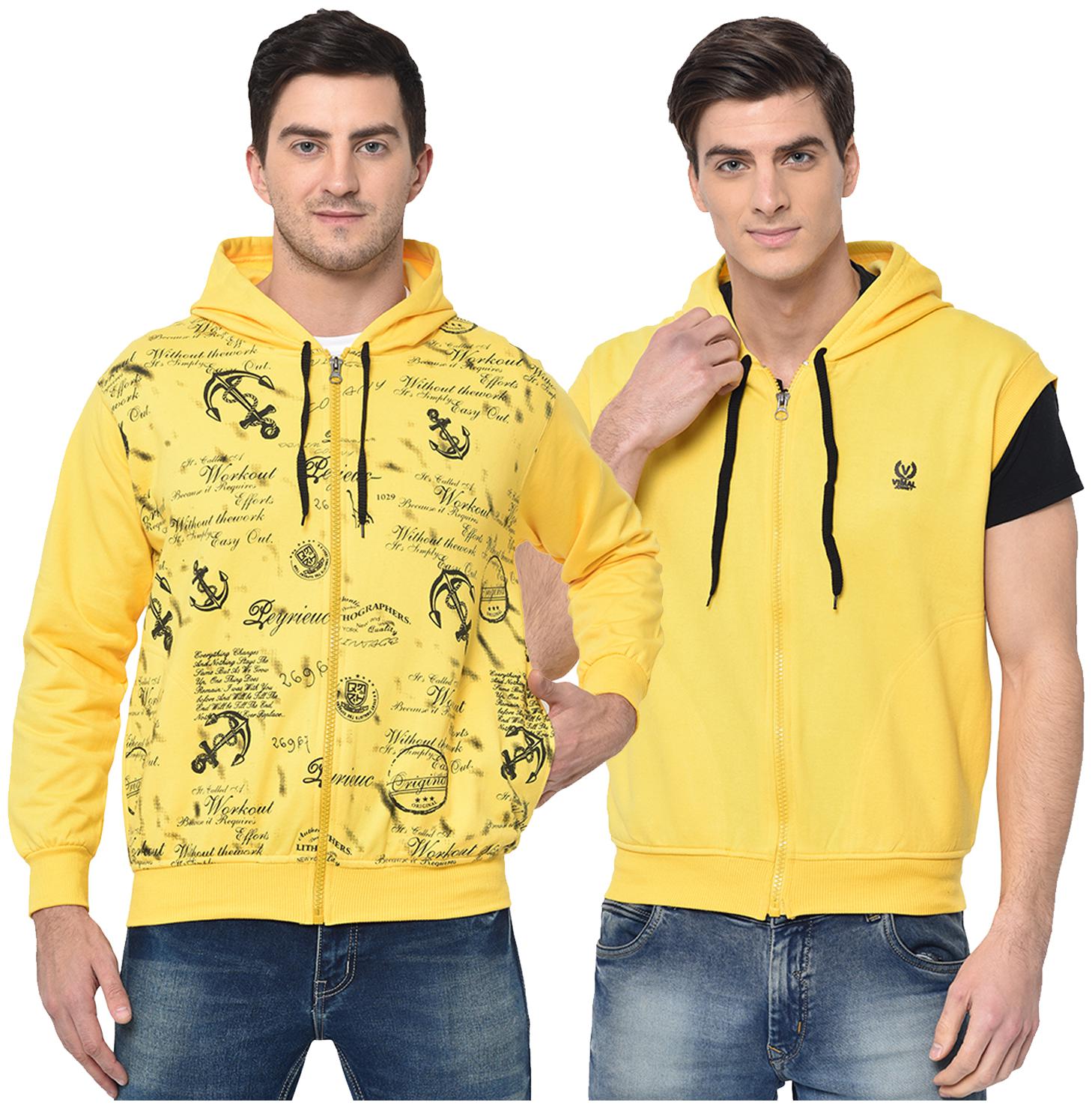 

VIMAL JONNEY Men Yellow Hooded Hoodie