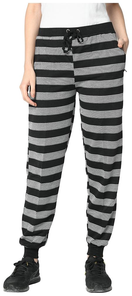 

Vimal Jonney Women Cotton Blend Striped Joggers (Black Grey)
