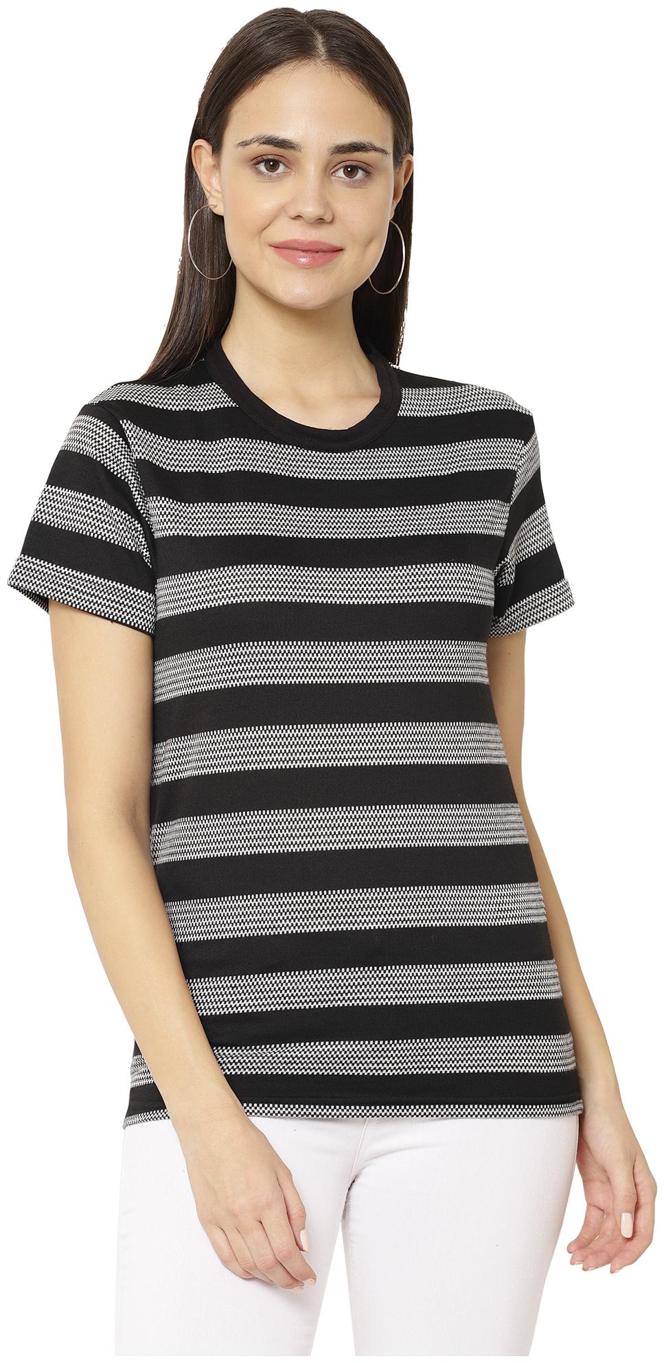 

VIMAL JONNEY Women Black Regular fit Round neck Blended T shirt
