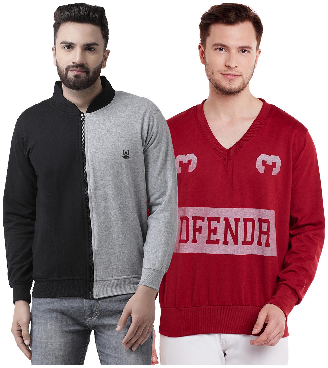 

VIMAL JONNEY Multicolor Cotton Sweatshirts For Men(Pack Of 2)