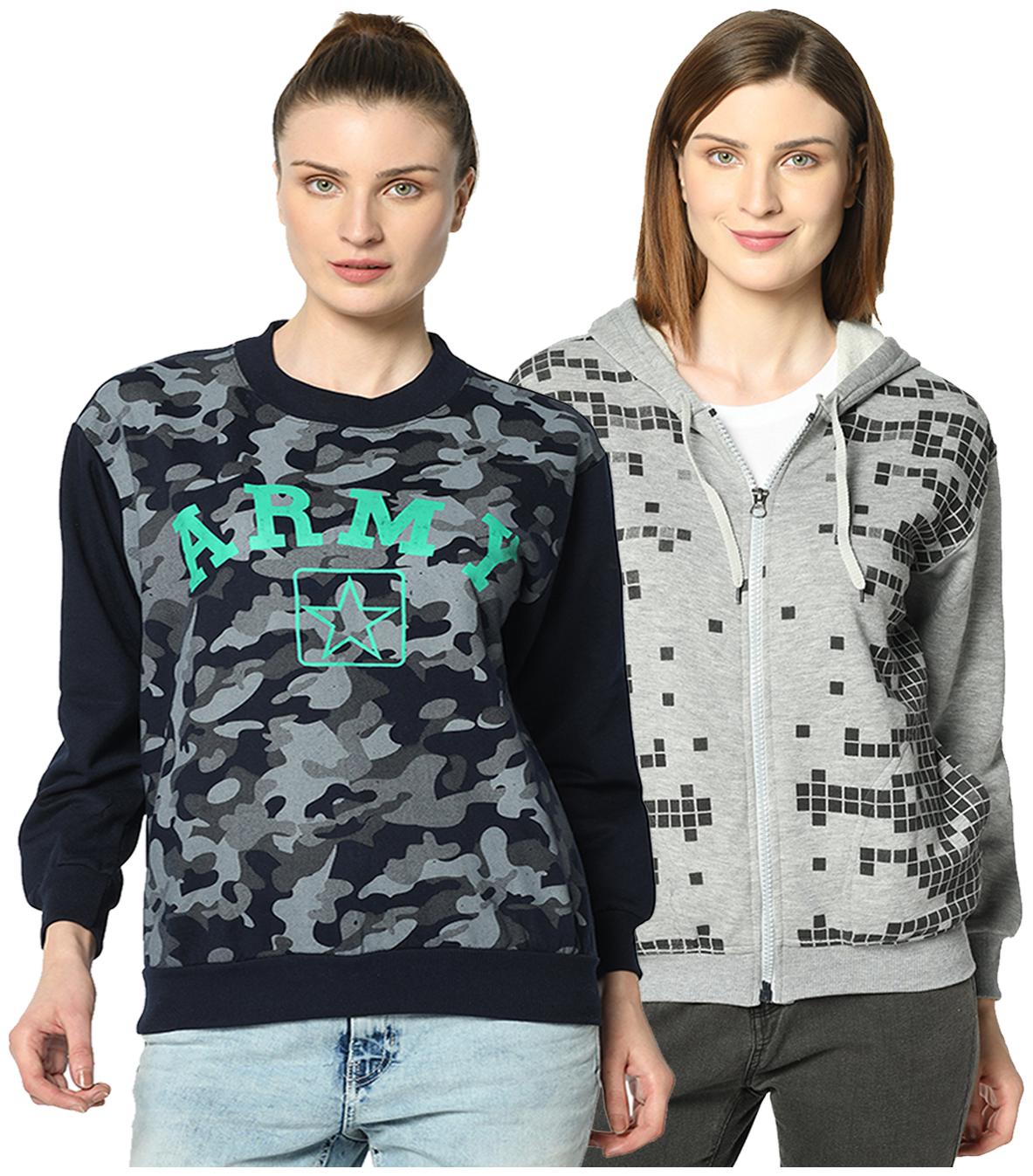 

VIMAL JONNEY Women Printed Sweatshirt - Grey Blue