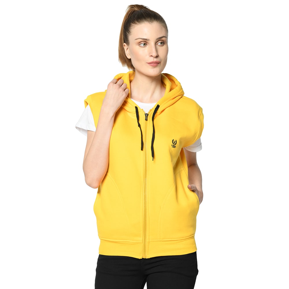 

VIMAL JONNEY Women Solid Sweatshirt - Yellow