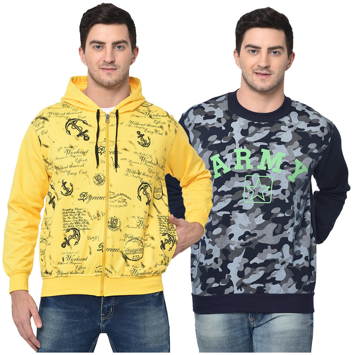 

VIMAL JONNEY Men Yellow Black Hooded Hoodie