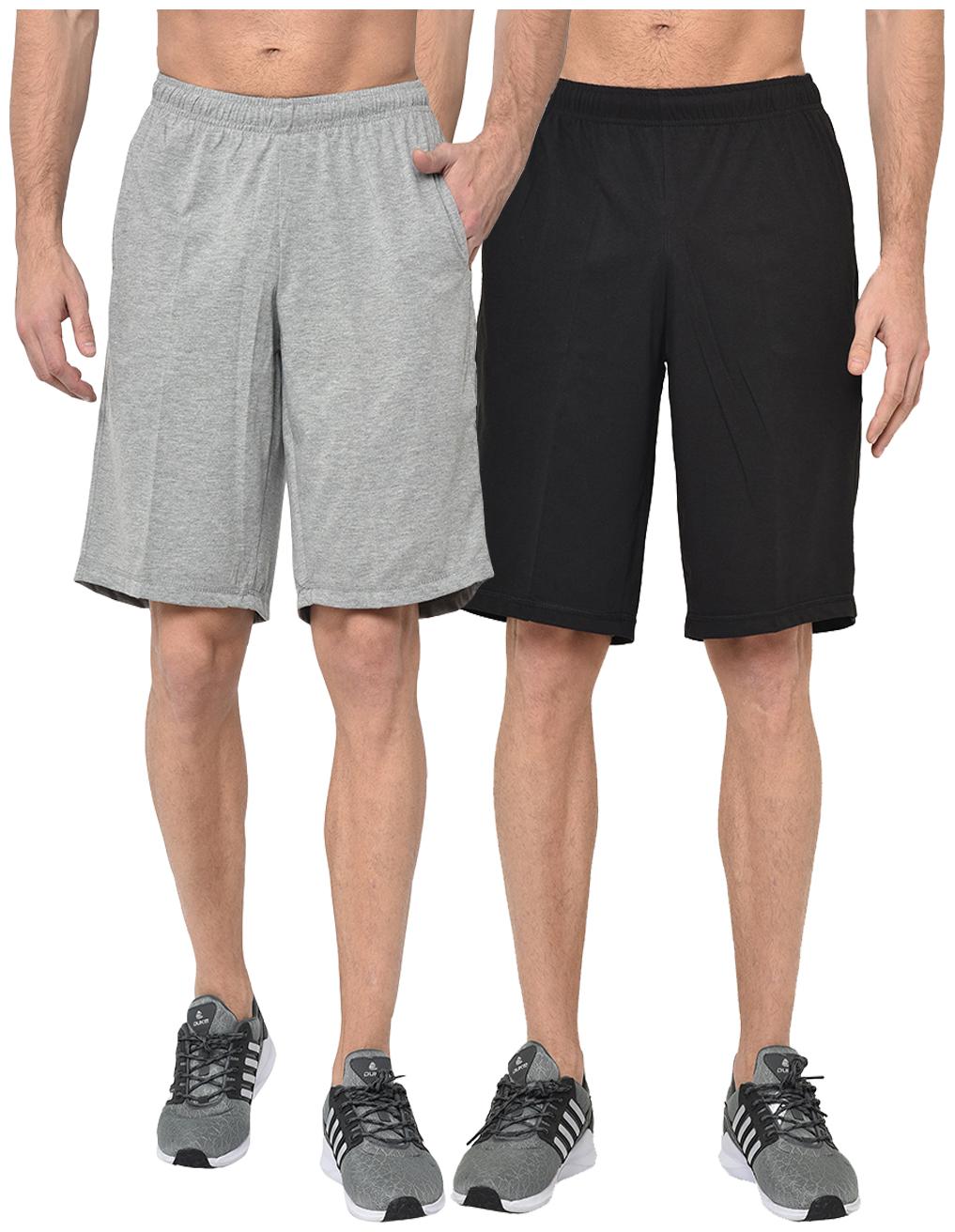 

VIMAL JONNEY Men Grey Black Regular Fit Regular Shorts