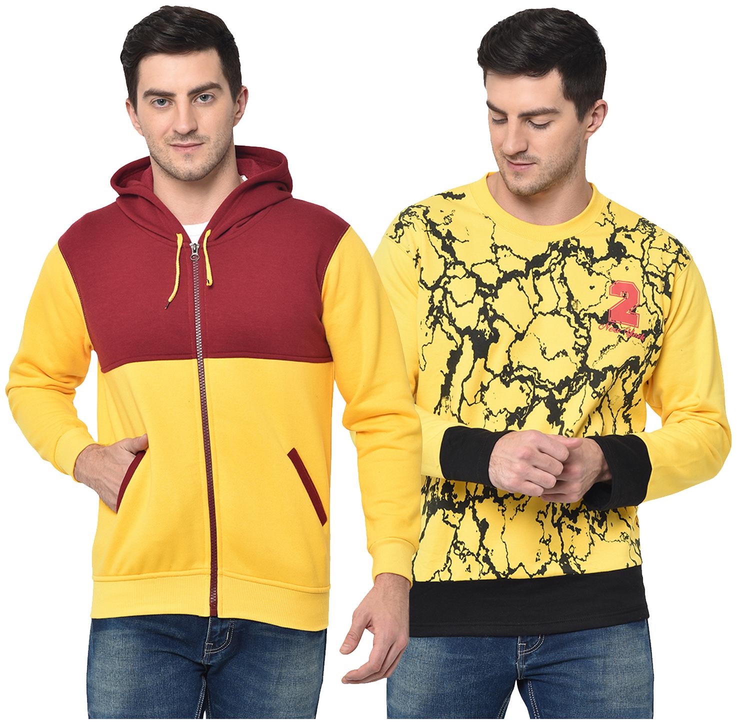 

VIMAL JONNEY Men Maroon Yellow Hooded Hoodie