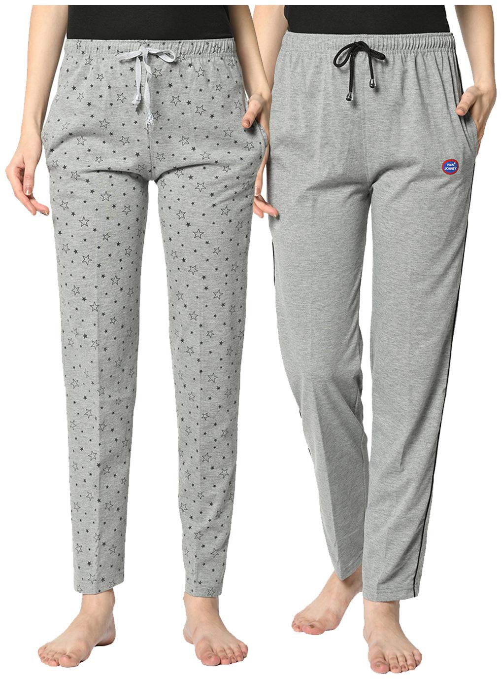 

VIMAL JONNEY Cotton Blend Printed Grey Color Track Pants For Women (Pack Of 2)