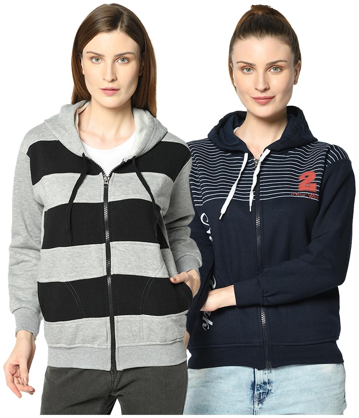 

VIMAL JONNEY Women Striped Hoodie - Multi