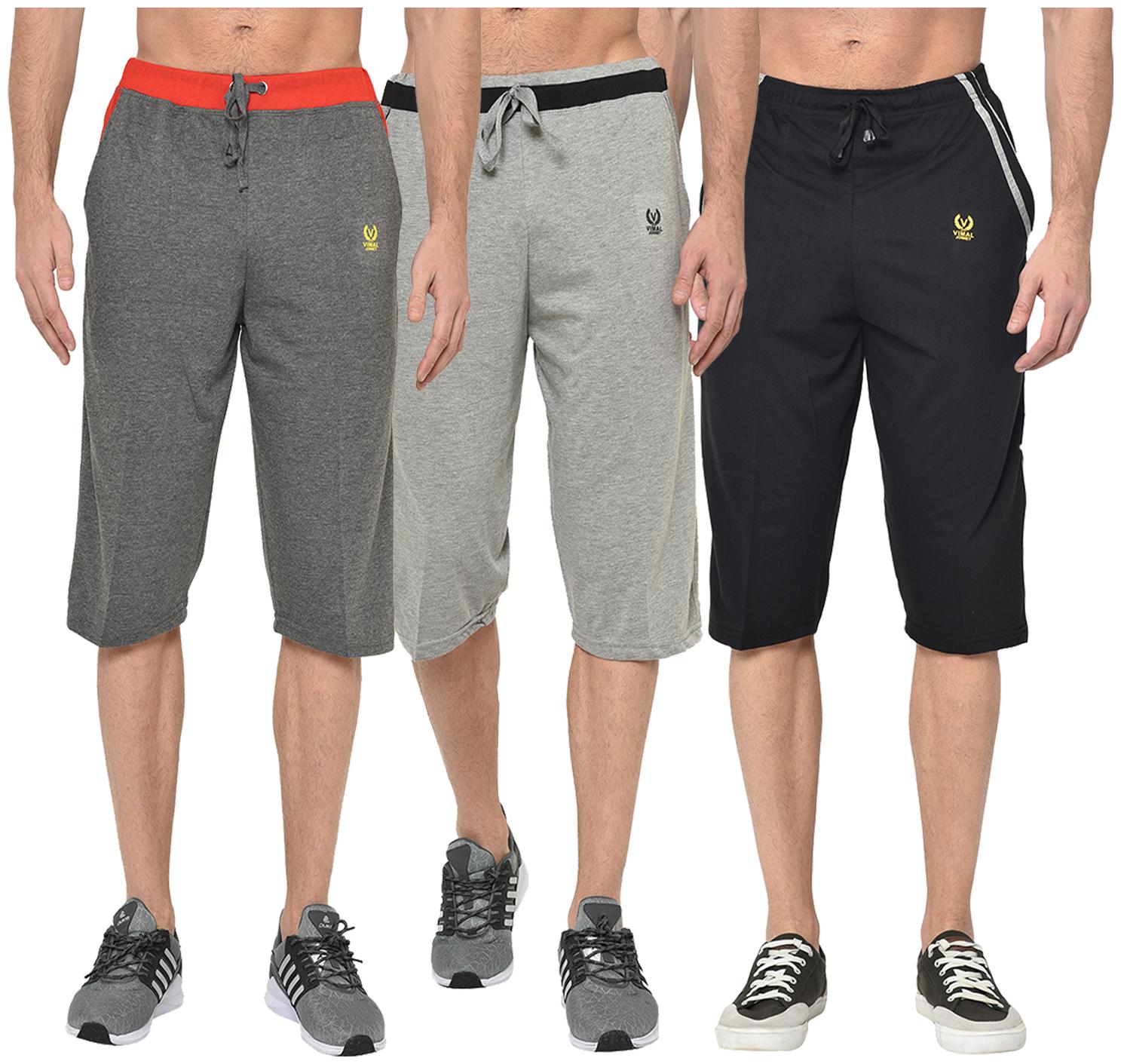 

VIMAL JONNEY Men Grey Black Regular Fit Regular Shorts